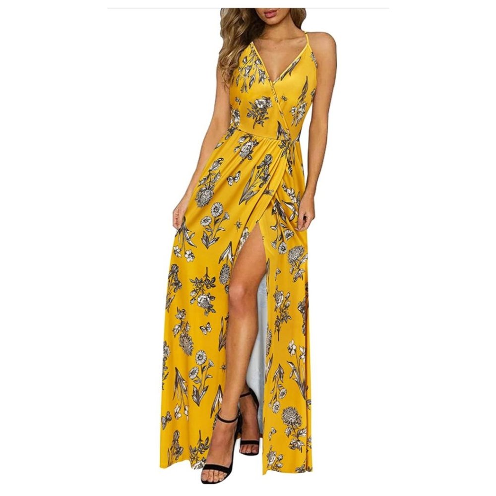 Yellow floral maxi dress
